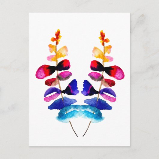 Carte Postale Feuilles colorées mignonnes aquarelle (Devant)