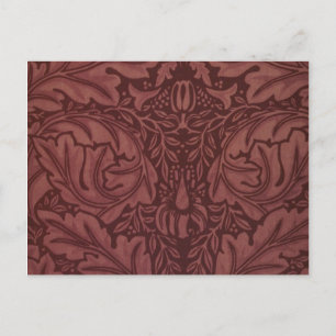 Carte Postale Feuilles d'Acanthus rouge foncé (par William Morri
