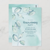 Carte Postale Feuilles d'Aquarelle bleu pâle (Devant / Derrière)