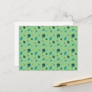 Carte Postale Feuilles d'arbre toujours vert & Baies de houx rou