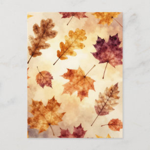 Carte Postale Feuilles d'automne Aquarelle Motif d'automne