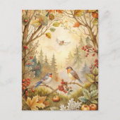 Carte Postale Feuilles d'automne des oiseaux chanteurs (Devant)