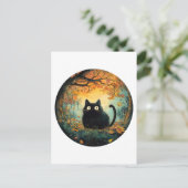 Carte Postale Feuilles d'automne douillette chute noir chat dans (Debout devant)