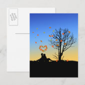Carte Postale Feuilles d'automne en forme de coeur Couple (Devant / Derrière)