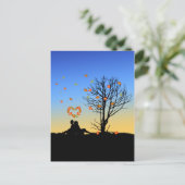 Carte Postale Feuilles d'automne en forme de coeur Couple (Debout devant)
