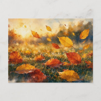 Carte Postale Feuilles d'automne en mouvement,
