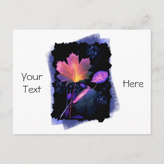 Carte Postale Feuilles d'automne en Néon et Bleu (Devant)