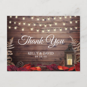 Carte Postale Feuilles d'automne et Merci Mariage de automne de 