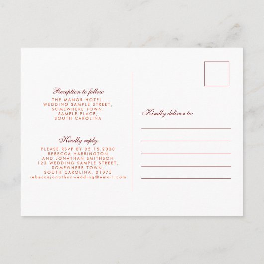 Carte Postale Feuilles d'automne Faire-part de mariage orange br (Dos)