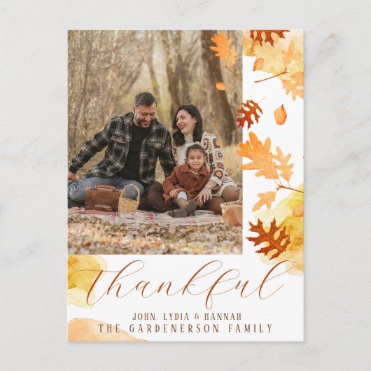 Carte Postale Feuilles d'automne lumineuses Photo reconnaissante (Devant)