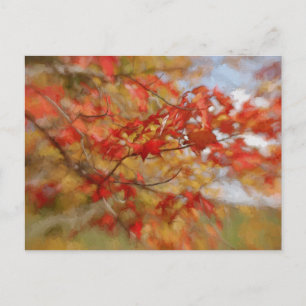 Carte Postale Feuilles d'automne rouges Peinture Abstraite