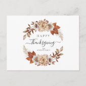 Carte Postale Feuilles d'automne rustiques Joyeux Thanksgiving (Devant)