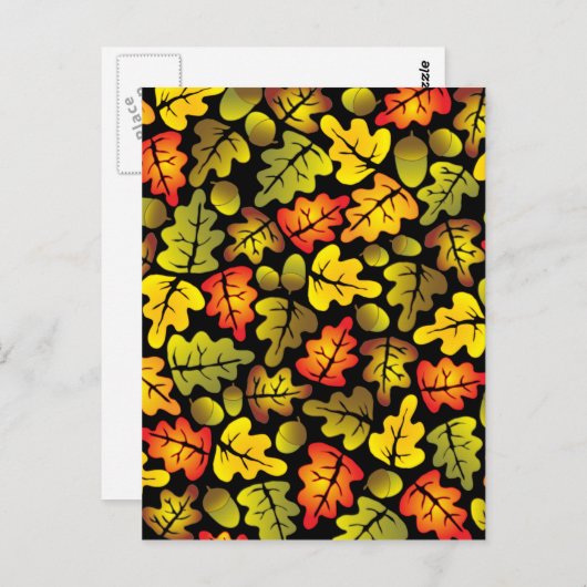 Carte Postale feuilles de chêne d'automne (Devant / Derrière)