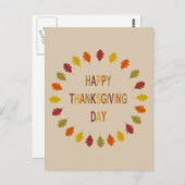 Carte Postale Feuilles de chêne de Thanksgiving (Devant / Derrière)