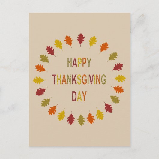 Carte Postale Feuilles de chêne de Thanksgiving (Devant)