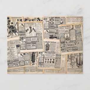 Carte Postale Feuilles de découpage de publicités de journaux an