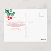 Carte Postale Feuilles de houx Baies rouges Étoiles Entreprise N (Dos)