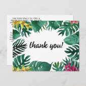 Carte Postale Feuilles de jungle avec Fleur Tropicale Rose et Ja (Devant / Derrière)