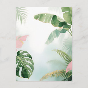 Carte Postale Feuilles de Jungle Tropical Aquarelle