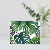 Carte Postale Feuilles de Monstera | Aquarelle Moderne Simple (Debout devant)