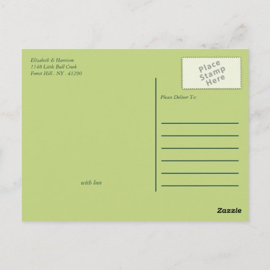 Carte Postale Feuilles de palmiers tropicaux, Merci de mariage d (Dos)