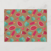 Carte Postale Feuilles de pavot, cerise, fraise et pastèque (Devant)