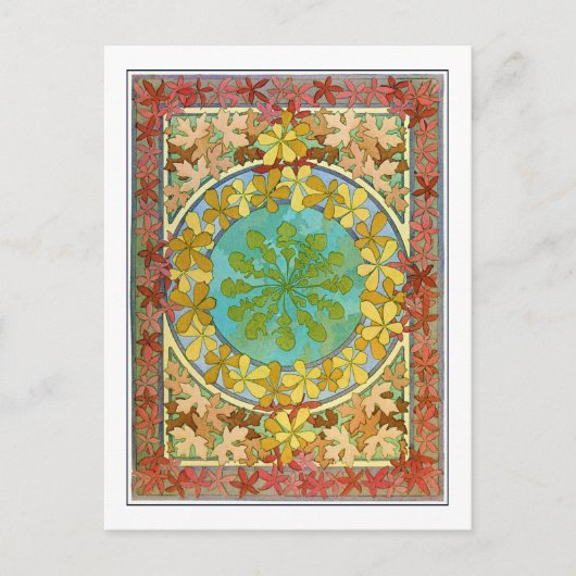 Carte Postale Feuilles de style Art Nouveau, Mucha (Devant)