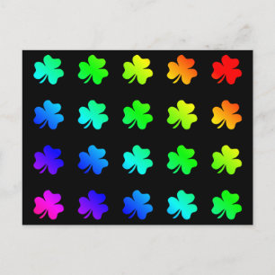 Carte Postale Feuilles de Trèfle Chanceux Couleurs Arc-en-ciel C