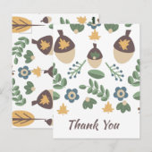 Carte Postale Feuilles de verdure florale d'automne Merci aux gl (Devant / Derrière)