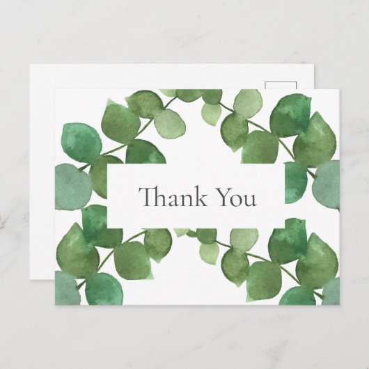 Carte Postale Feuilles d'eucalyptus élégantes remerciement d'aff (Devant / Derrière)