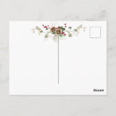 Carte Postale Feuilles d'or vert Rouge Berry Poinsettia Noël (Dos)