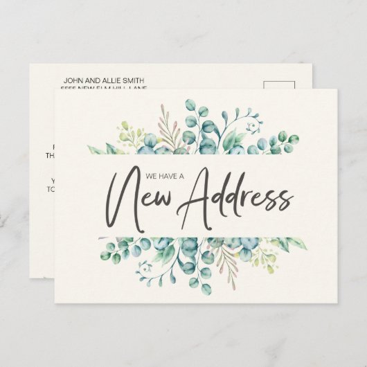 Carte Postale Feuilles élégantes d'eucalyptus vert Changement d' (Devant / Derrière)