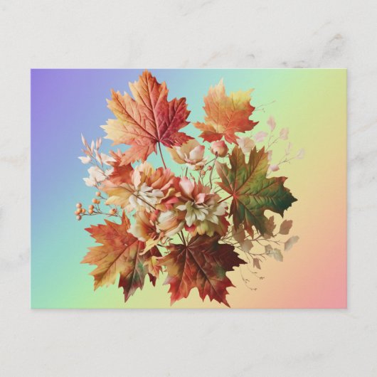 Carte Postale Feuilles et fleurs d'automne en bouquet d'automne (Devant)