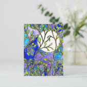 Carte Postale Feuilles et lune - Aquarelles bleues (Debout devant)