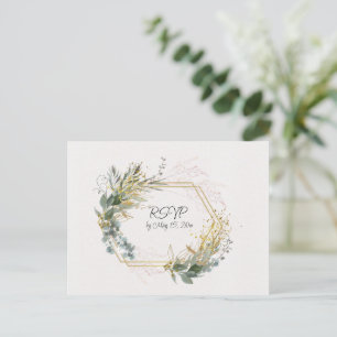 Carte Postale Feuilles Eucalyptus avec Accents Or et Cadre