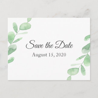 Carte Postale Feuilles eucalyptus. Mariage simple Enregistrer la