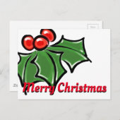 Carte Postale Feuilles Holly, baies Holly, conception de vacance (Devant / Derrière)