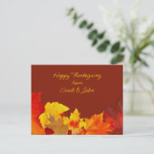 Carte postale Feuilles rouges Thanksgiving Adresse (Debout devant)