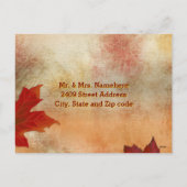 Carte postale Feuilles rouges Thanksgiving Adresse (Dos)