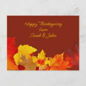 Carte postale Feuilles rouges Thanksgiving Adresse (Devant)