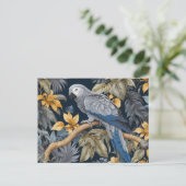 Carte Postale Feuilles tropicaux du perroquet gris d'Afrique (Debout devant)