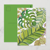 Carte Postale Feuilles Tropicaux En Aquarelle (Devant / Derrière)