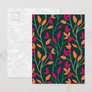 Carte Postale Feuilles vert foncé botaniques Élégant Art