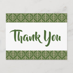 Carte Postale Feuilles Vertes Merci Boho Feuille Mariage Fête