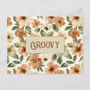 Carte Postale Feuilles Vertes Orange des Années Soixante-dix Gro