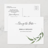 Carte Postale Feuilles vertes reportés Script changement de date (Devant / Derrière)