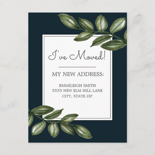 Carte Postale Feuilles verts sur tableau noir Chaler Adresse (Devant)