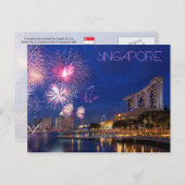 Carte Postale Feux d'artifice à la baie de marina, Singapour (Devant / Derrière)