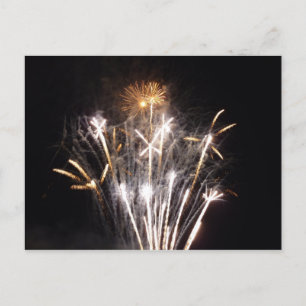 Carte Postale Feux d'artifice blancs et or II Célébration patrio