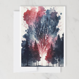 Carte postale Feux d'artifice dans la forêt